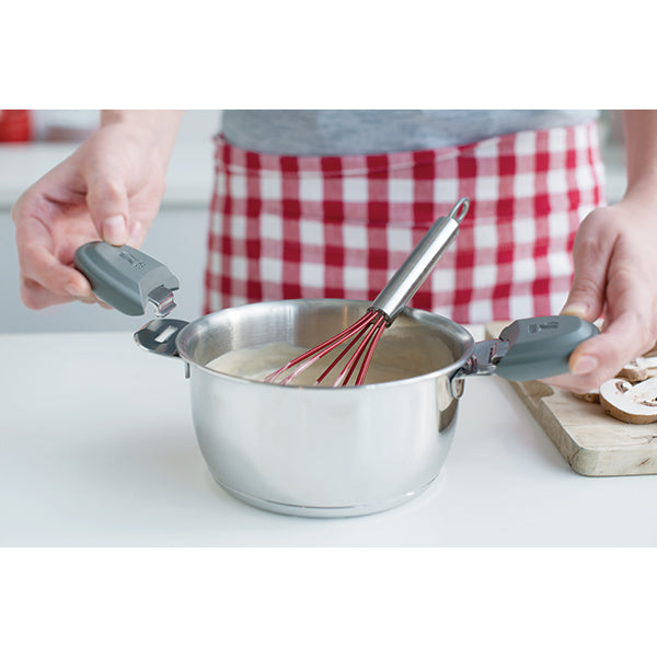 Lot 4 casseroles en inox 14, 16, 18 et 20 cm avec 2 anses amovibles grises Select et manche amovible noir Evolution Clickfix  Beka - Mathon - 6