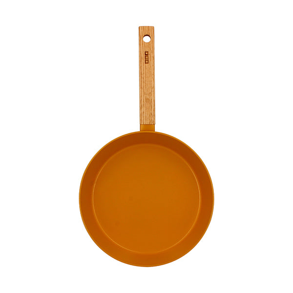 Poêle Ector induction aluminium revêtu manche en bois 24 cm jaune Ogo - Mathon - 2