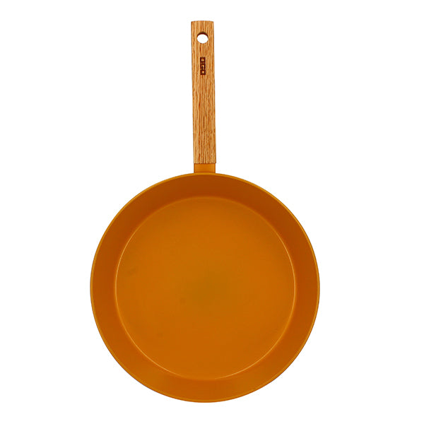 Poêle Ector induction aluminium revêtu manche en bois 28 cm jaune Ogo - Mathon - 2