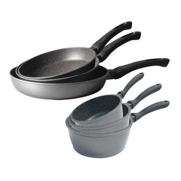 Lot 3 casseroles et 3 poêles revêtement Dur comme la pierre Mathon - Mathon - 1