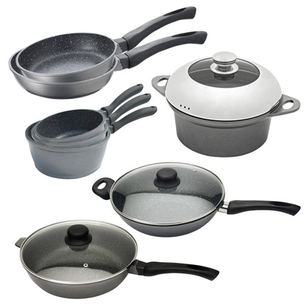 Batterie de cuisine 8 pièces revêtement Dur comme la pierre Mathon - Mathon