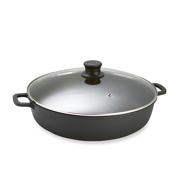 Faitout fonte avec couvercle en verre 36 cm noir Lacor - Mathon - 1