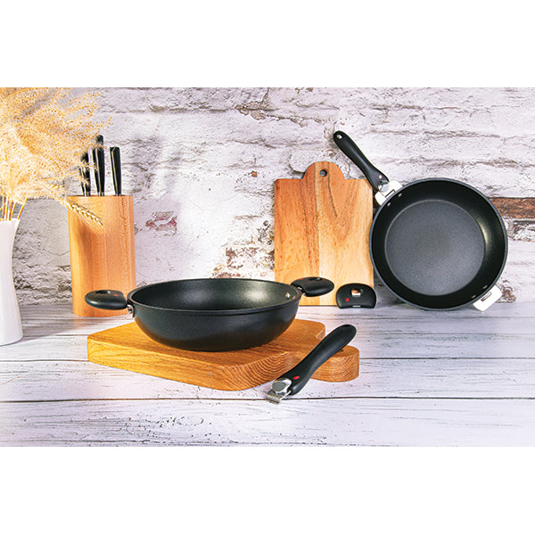 Lot de 3 poêles amovibles Cookway avec anse et poignée 20 24 28 cm Cristel - Mathon - 2