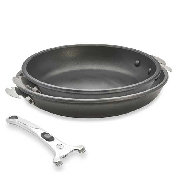 Lot 2 poêles Choc Extrême Loqy 24 et 28 cm et manche amovible De Buyer - Mathon
