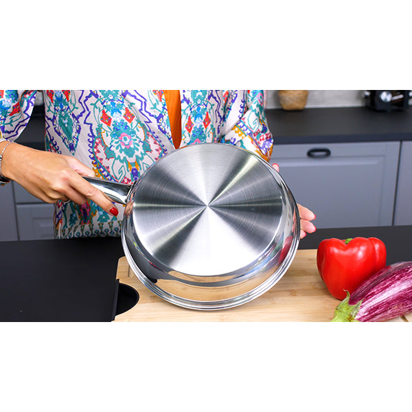 Lot de 3 poêles en inox avec revêtement céramique 20, 24 et 28 cm  Kitchenpro - Mathon - 5