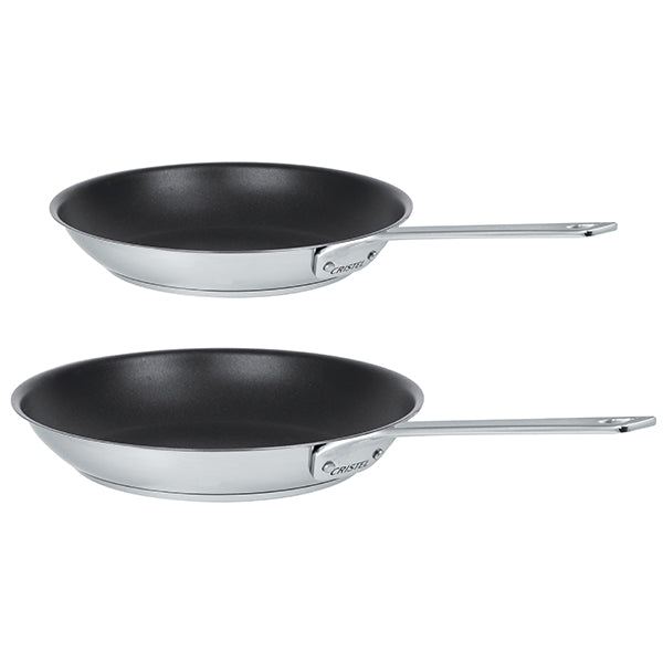 Lot 2 poêles inox antiadhérentes 1826 24 et 28 cm Cristel - Mathon - 1