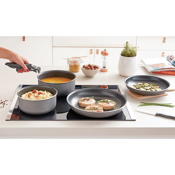 Set 3 casseroles anti-adhésives Effet Pierre et manche amovible Mathon - Mathon - 3
