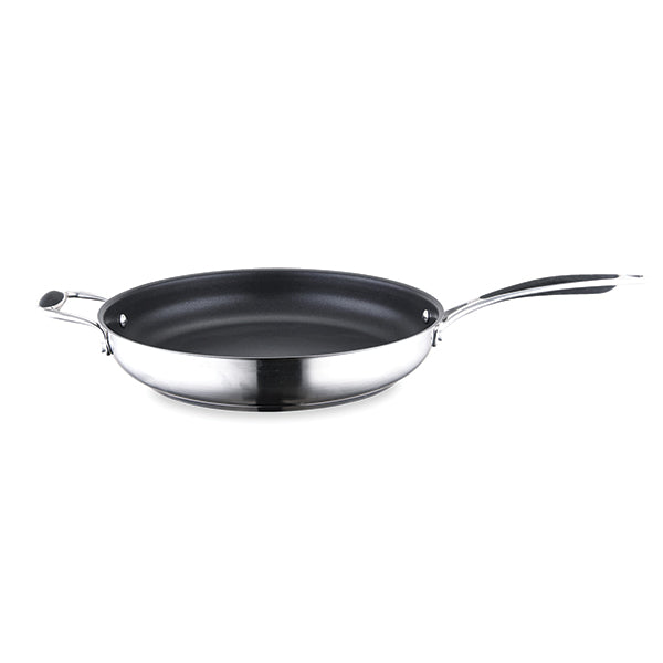 Lot poêle inox antiadhérent et couvercle verre 32 cm Excell