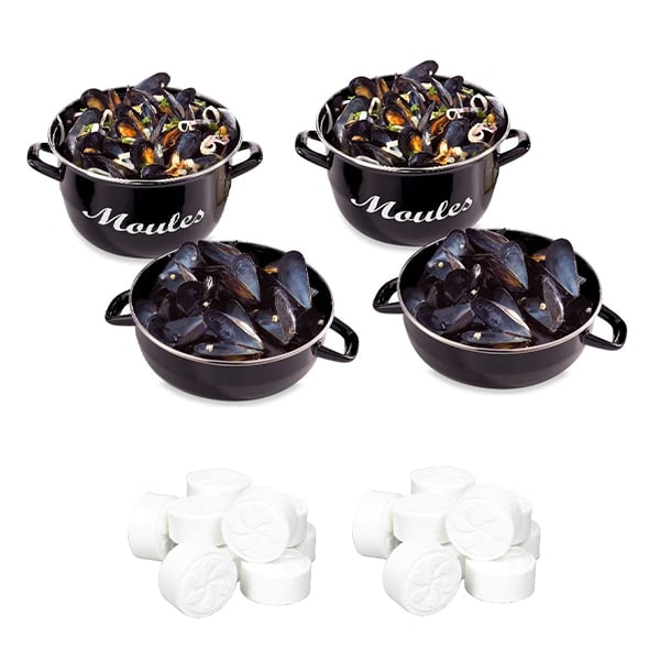 Lot de 2 marmites à moules 18 cm et tubes de 20 lingettes magiques - Mathon - 1