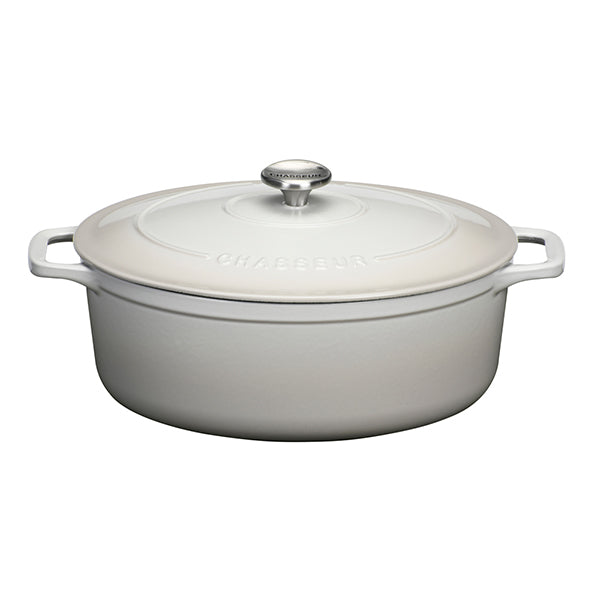 Cocotte ovale en fonte émaillée 33 cm blanc macadamia Chasseur - Mathon - 1