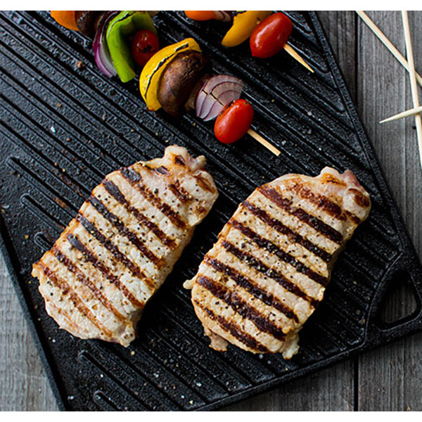 Double plaque réversible Grill & Plancha en fonte naturelle 42 × 24 cm Lodge - Mathon - 10