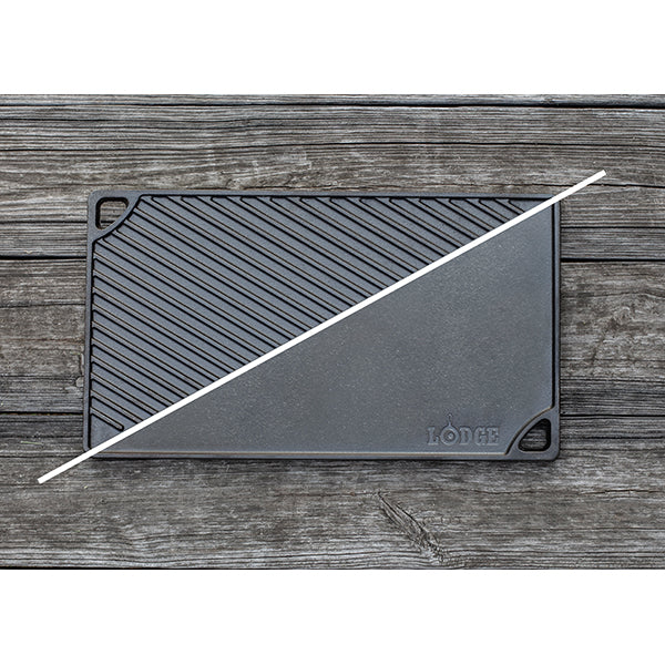 Double plaque réversible Grill & Plancha en fonte naturelle 42 × 24 cm Lodge - Mathon - 3