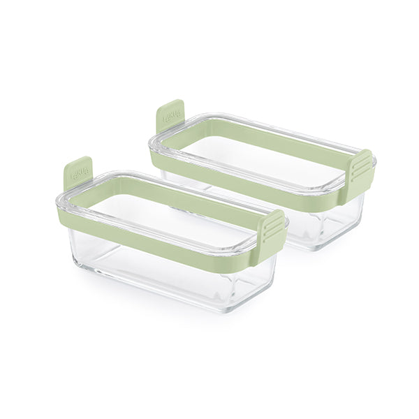 Set de 2 plats en verre rectangulaires pour friteuse à air chaud Lékué - Mathon - 1