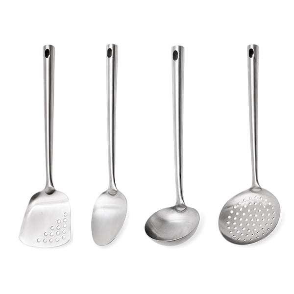 Set 4 ustensiles en inox louche cuillère spatule écumoire Mathon - Mathon - 1