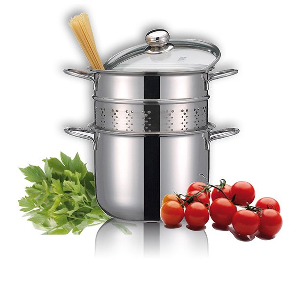 Cuiseur à pâtes en inox 18 10 avec couvercle en verre 22 cm 5 L Inoxriv - Mathon - 2