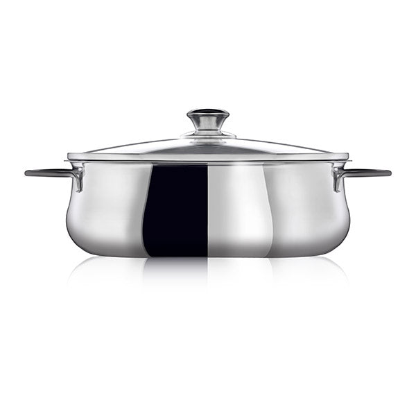 Faitout ovale Superchef 30 cm avec couvercle en verre et grille  Inoxriv - Mathon - 1