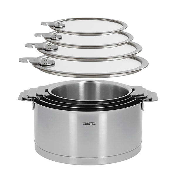 Lot 4 casseroles inox Strate sans manche 14, 16, 18 et 20 cm et 4 couvercles Cristel - Mathon - 2