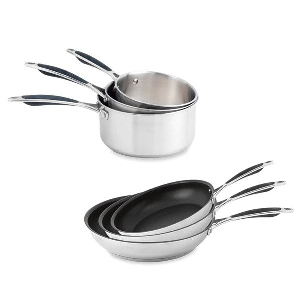 Lot 3 casseroles 16, 18 et 20 cm et 3 poêles 20, 24 et 28 cm Excell