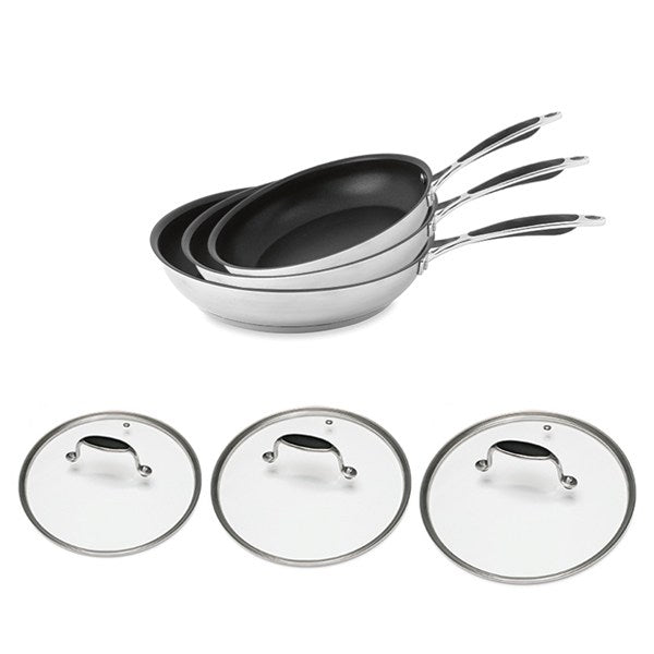 Lot 3 poêles inox antiadhérentes Excell