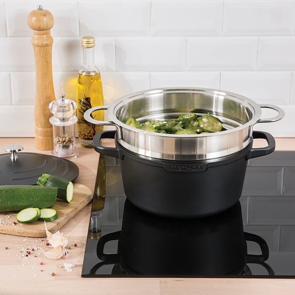 Lot cocotte légère ronde fonte aluminium 24 cm 4,5 L et panier vapeur multidiamètre Mathon - Mathon - 5