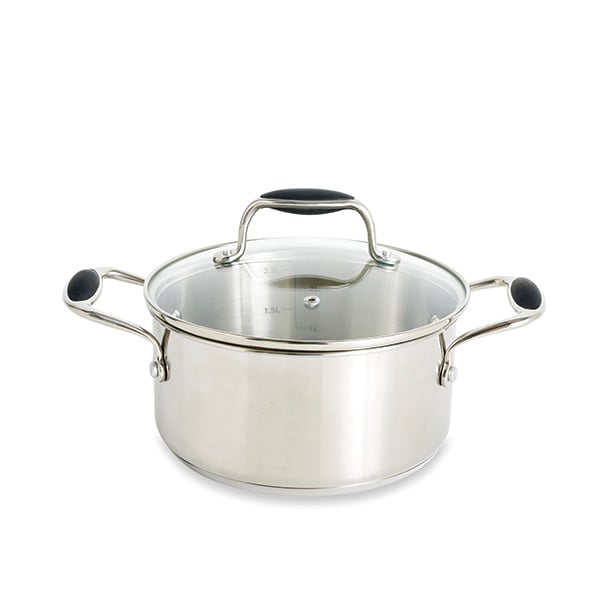 Lot faitout inox Excell’Inox 20 cm et couvercle en verre Mathon - Mathon - 1