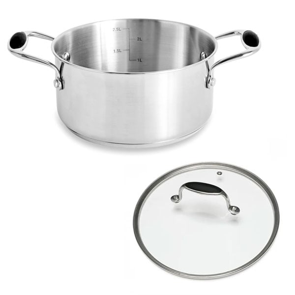 Lot faitout inox Excell’Inox 20 cm et couvercle en verre Mathon - Mathon - 2