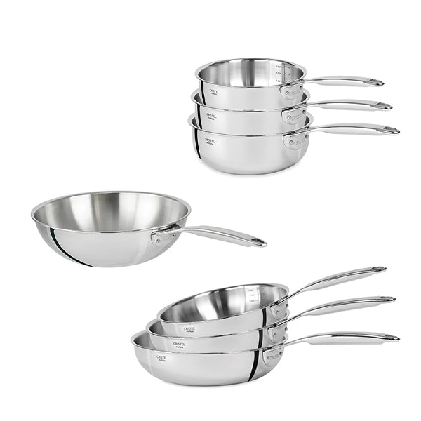 Batterie de cuisine 7 pièces tout inox Castel’Pro Cristel - Mathon - 1