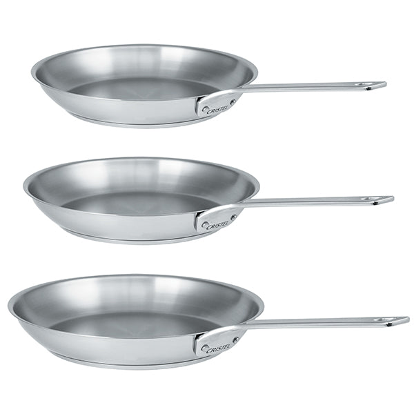 Lot 3 poêles tout inox 1826 20, 24 et 28 cm Cristel - Mathon - 1