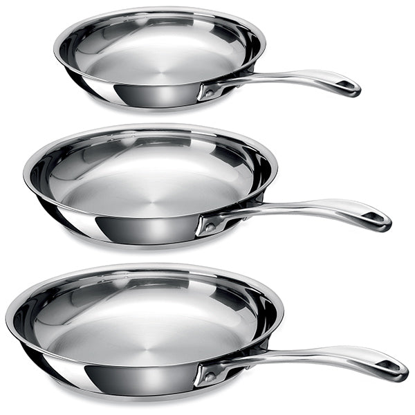 Lot 3 poêles tout inox Chef 20, 24 et 28 cm Beka - Mathon - 1