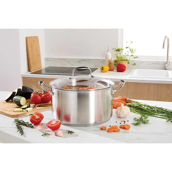 Lot faitout inox Excell’Inox 28 cm et couvercle en verre Mathon - Mathon - 2