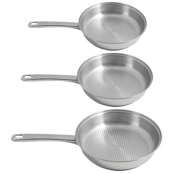 Lot 3 poêles tout inox avec fond grill 20, 24 et 28 cm Artame - Mathon - 1