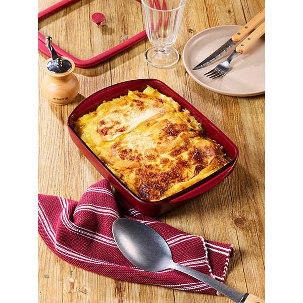 Plat à four rectangulaire en verre borosilicate avec couvercle Grenat 1,6L Pebbly - Mathon - 4