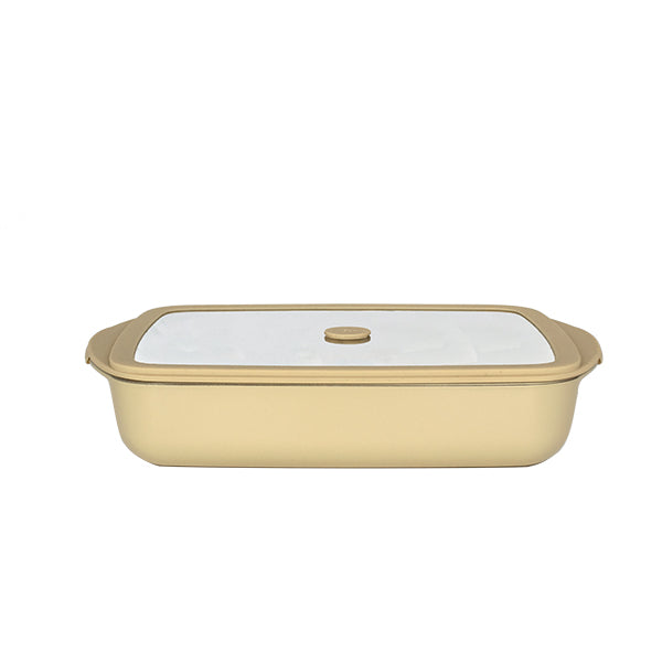 Plat à four rectangulaire en verre borosilicate avec couvercle Crème 1,6 L Pebbly - Mathon - 3