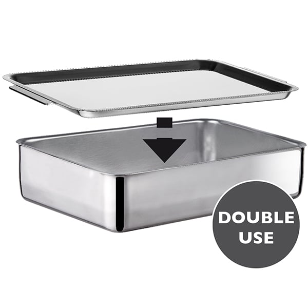 Plat à four Inox extra profond avec couvercle Duplex Inoxriv - Mathon - 1