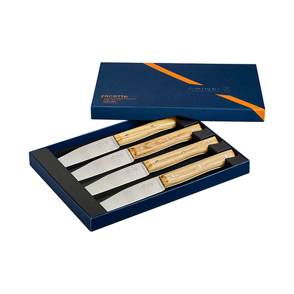 Coffret de 4 couteaux de table à lame lisse Facette olivier  Opinel - Mathon - 3