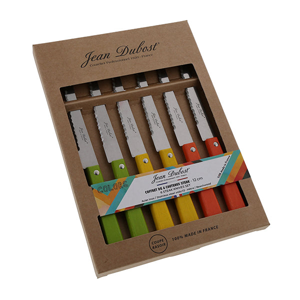 Coffret de 6 couteaux steak en bois de hêtre Tradition Colors Jean Dubost - Mathon - 3