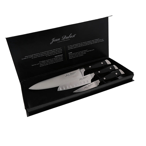 Coffret 3 couteaux de cuisine Massif inox de 9, 13 et 20 cm Jean Dubost - Mathon - 1