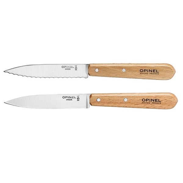 Lot de 2 couteaux office N°112 lames lisse et N°113 crantée 10 cm couleur naturel Opinel - Mathon