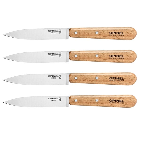 Lot 4 couteaux office N°112 lames lisses inox 10 cm couleur naturel Opinel - Mathon - 1
