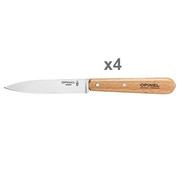 Lot 4 couteaux office N°112 lames lisses inox 10 cm couleur naturel Opinel - Mathon - 2