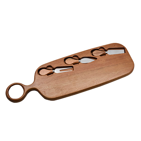 Planche à découper en bois d’acacia 49 × 16 cm Copa avec 3 couteaux à fromage Novastyl - Mathon - 1