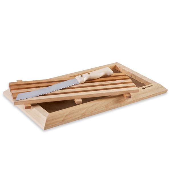 Planche à pain en hêtre avec grille amovible et couteau 38,5 cm Mathon - Mathon - 2