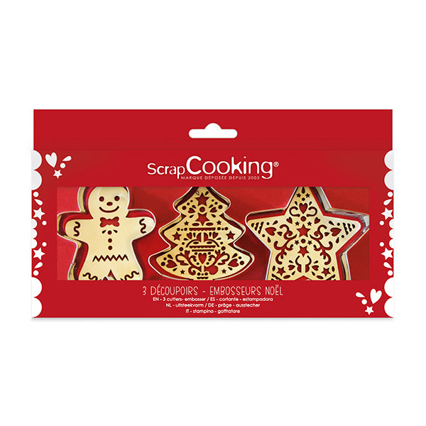 3 emporte-pièces et embosseurs Noël Scrapcooking - Mathon