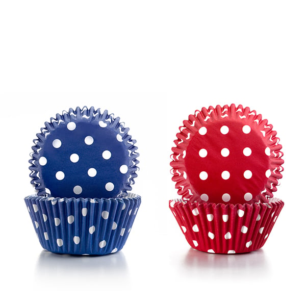 Caissettes à cupcakes bleues et rouges 100 pièces Ibili - Mathon