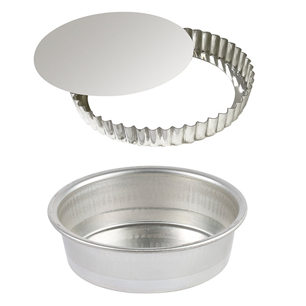 Lot moule rond et tourtière 28 cm en fer blanc  Gobel - Mathon
