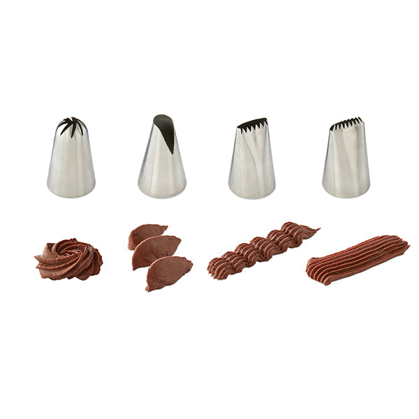 Lot plaque 12 mignardises micro-perforée en acier antiadhérent 29 x 22 cm avec rouleau de 24 poches pâtissières jetables et coffret de 12 douilles inox Mathon - Mathon - 6