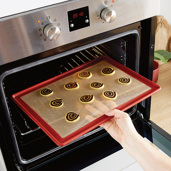 Tapis plaque de cuisson en silicone et fibre de verre structure acier 39,7 x 29,5 cm  Mathon - Mathon - 1