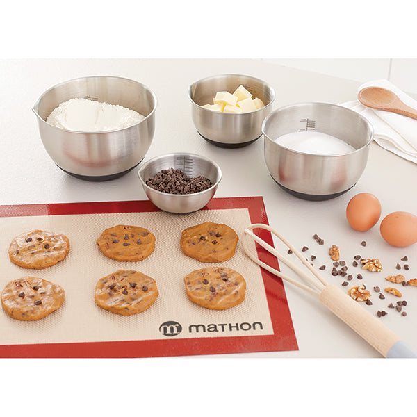 Lot tapis plaque de cuisson 39,7 x 29,5 cm et 4 petits bols inox de 10,5 à 17 cm Mathon - Mathon - 2