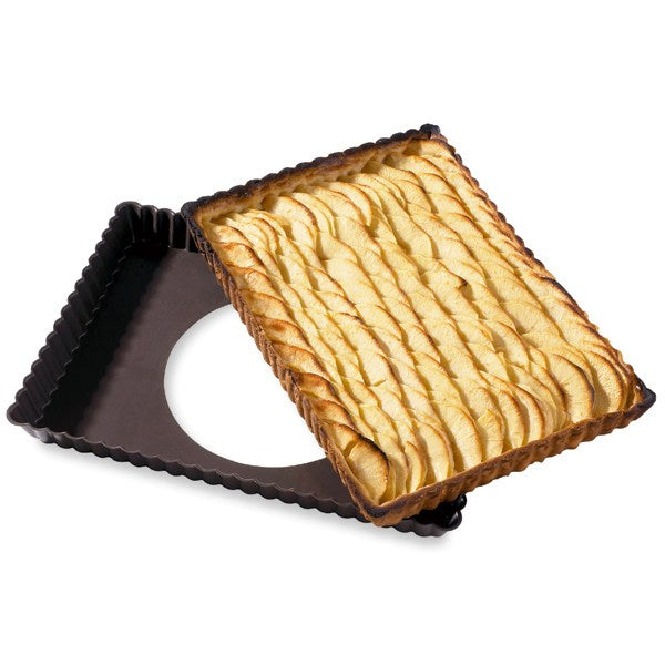 Moule à tarte amovible rectangle acier revêtu antiadhérent bords cannelés 30 cm Mathon - Mathon - 4