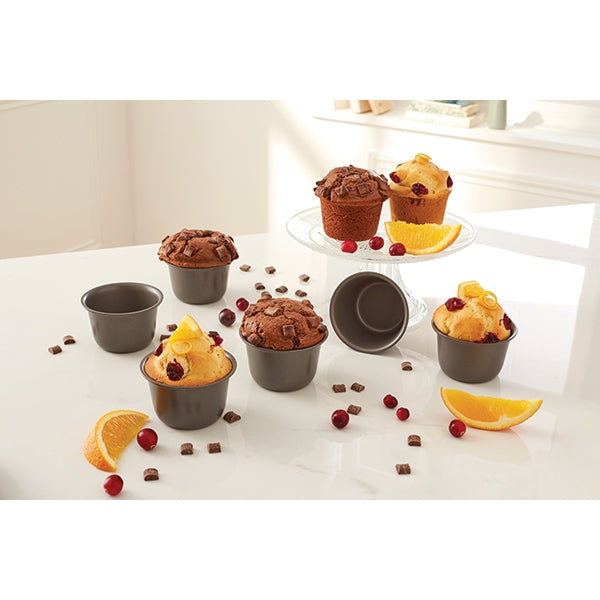 Set 6 moules à gros muffins acier revêtement antiadhérent 7,3 cm Mathon - Mathon - 1